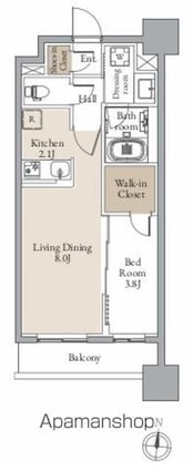レジディア仙台北四番丁プレイス[1LDK/36.48m2]の間取図