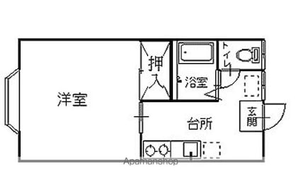 岩手県滝沢市巣子[1K/26.5m2]の間取図