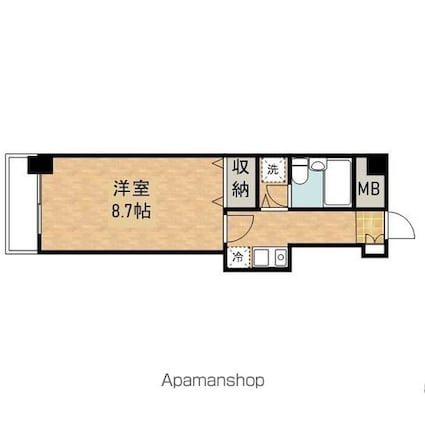 ライオンズマンション開運橋[1K/28.85m2]の間取図