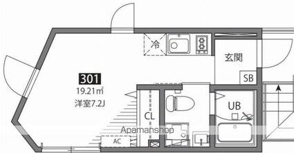 千歳烏山ヴィレッジＣ[1R/19.21m2]の間取図