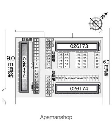 レオパレスティエラⅠ[1K/23.18m2]の配置図