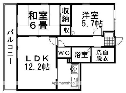 フォブールＭⅡ[2LDK/53.02m2]の間取図