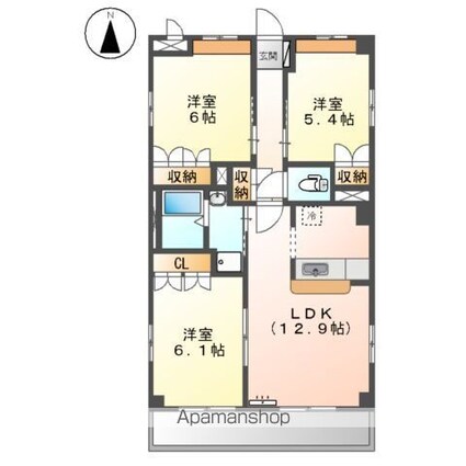 サンローズ[3LDK/67.84m2]の間取図