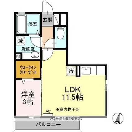 エクセラン　昴[1LDK/37.08m2]の間取図