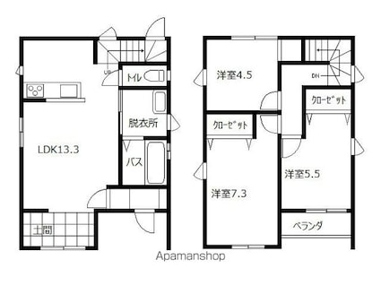 星のヒュッゲ[3LDK/77m2]の間取図