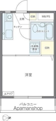 東京都世田谷区砧８丁目[1K/19.34m2]の間取図