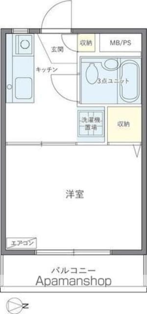 東京都世田谷区砧８丁目[1K/19.34m2]の間取図