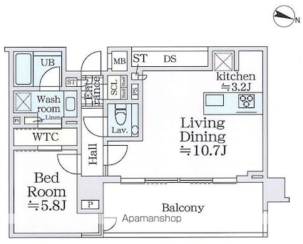 ザ・パークハウス千代田六番町[1LDK/47.81m2]の間取図