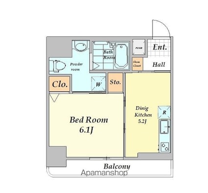 リーノ新宿若松町[1DK/30.24m2]の間取図