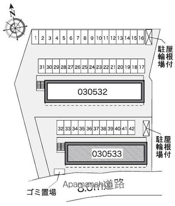 レオパレスアトラス折立Ⅱ[1K/23.18m2]の配置図
