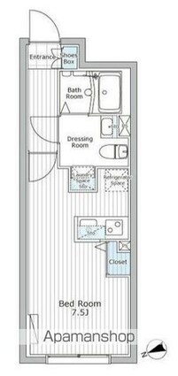 レジデンス市谷仲之町[1R/25.19m2]の間取図