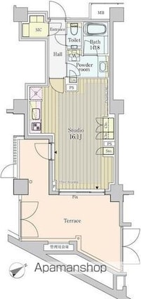 パークアクシスプレミア表参道[1R/42.71m2]の間取図