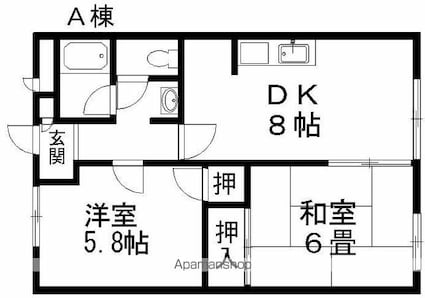 滋賀県近江八幡市鷹飼町[2DK/44.71m2]の間取図