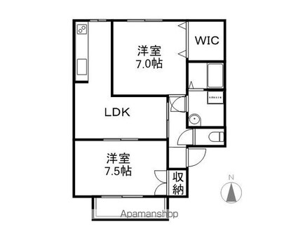 長野県長野市伊勢宮２丁目[2LDK/61m2]の間取図
