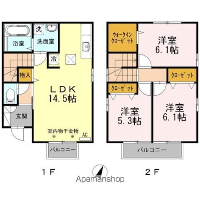 プランタン柏崎　Ｂ[3LDK/79.37m2]の間取図
