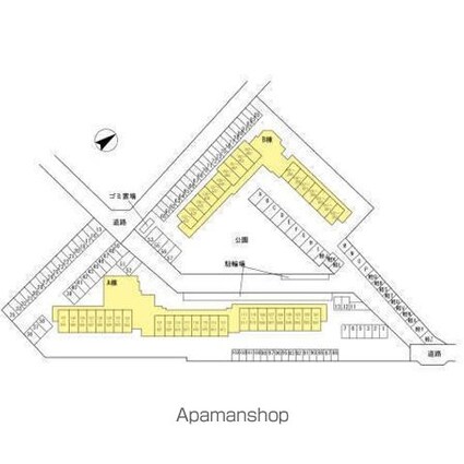 サンタウン竹鼻　Ａ[1K/25.2m2]の配置図