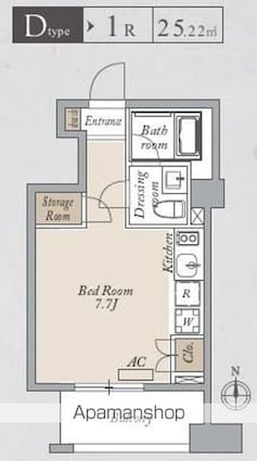 プライマル両国ＥＡＳＴ[1R/25.22m2]の間取図