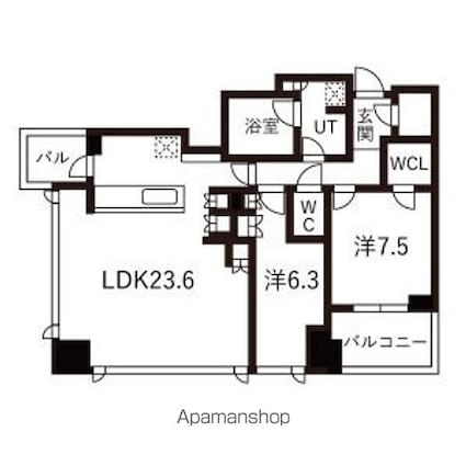 シティタワー名古屋久屋大通公園[2LDK/83.26m2]の間取図