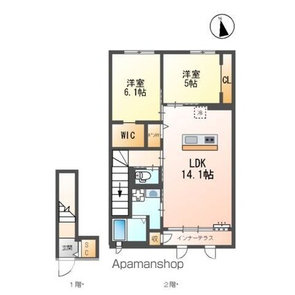 クラポティ新涯[2LDK/66.51m2]の間取図