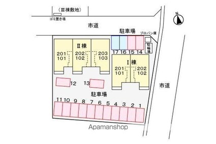 リーフグリーン　ハイツⅡ[1LDK/42.98m2]の配置図