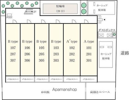 東京都立川市錦町５丁目[1K/27.32m2]の配置図