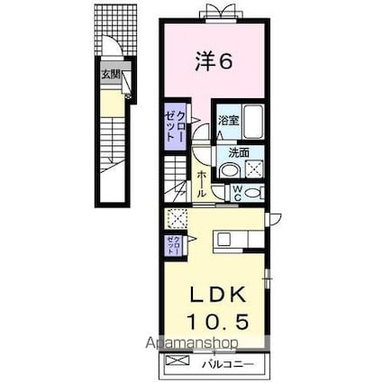 香川県高松市下田井町[1LDK/45.07m2]の間取図