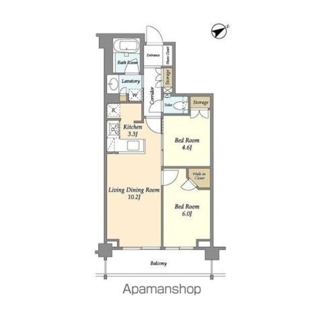 ＫＤＸレジデンス尾山台[2LDK/55.51m2]の間取図