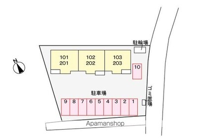 サンビレッジ．Ⅰ[1LDK/43.07m2]の配置図