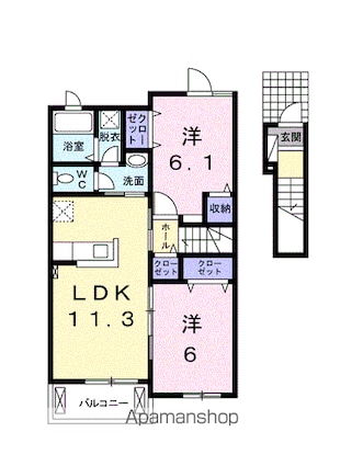 エスポワール・ジェルメ　Ⅴ[2LDK/57.07m2]の間取図