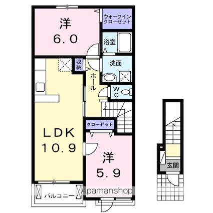 エーデルハイム　コセ　Ｂ[2LDK/57.21m2]の間取図