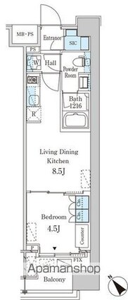 レガシス中目黒[1LDK/32.12m2]の間取図