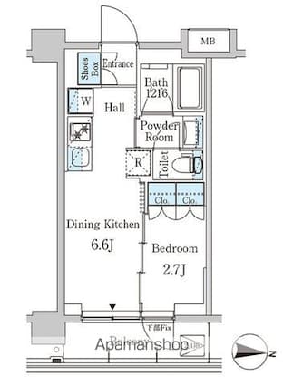 ジオエント中野弥生町[1DK/25.13m2]の間取図