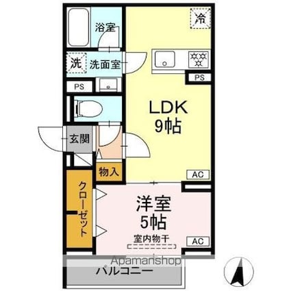 セレスティア中台ＩＩ[1LDK/35.46m2]の間取図