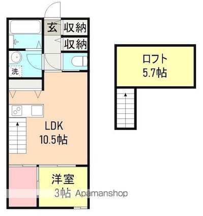 熊本県八代市高小原町[1LDK/38.05m2]の間取図