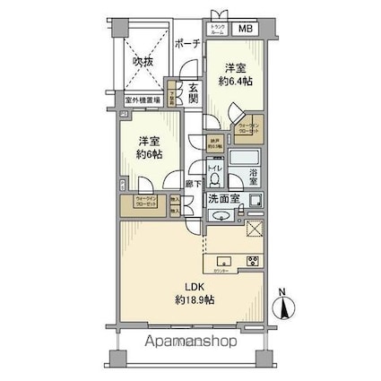 東京都世田谷区粕谷２丁目[2LDK/72.66m2]の間取図