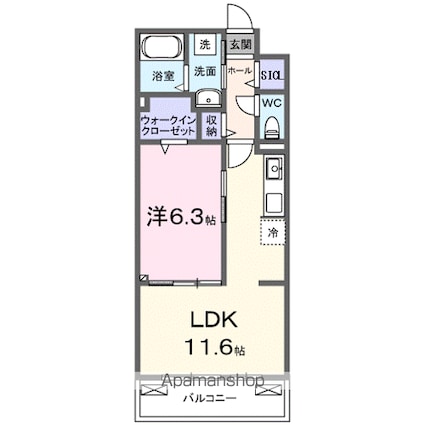 ラクーン守山[1LDK/42.59m2]の間取図