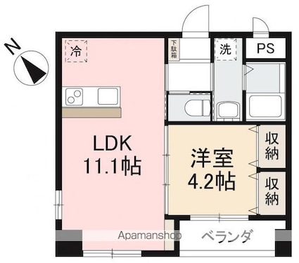 アルト栗林公園[1LDK/36.77m2]の間取図