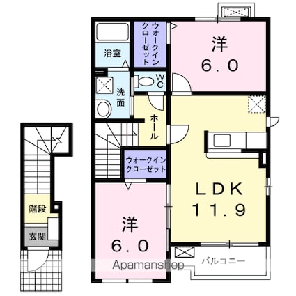 トゥー・ル・モンドＤ[2LDK/58.8m2]の間取図