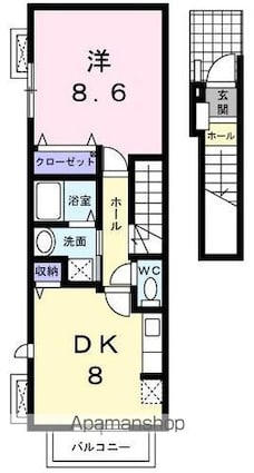 ジュネス　ＭＵＫＡＩ[1DK/43.04m2]の間取図
