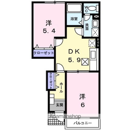 リーデンベルクＤ[2DK/42.77m2]の間取図