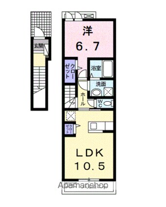 カーサ・エスベランサ[1LDK/45.07m2]の間取図