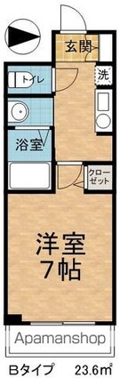 ロワール中央[1K/23.6m2]の間取図
