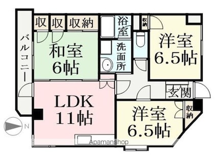黒川ビルⅡ[3LDK/72.1m2]の間取図