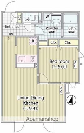 ＥＭＢＥＬＬＩＲ中野富士見町[1LDK/41.27m2]の間取図