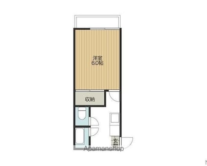 アラジン山越[1K/19.17m2]の間取図