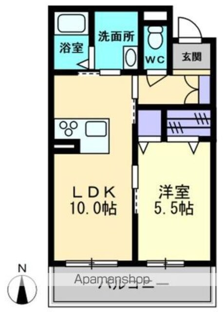 シャーメゾンＥＳ[1LDK/40.2m2]の間取図