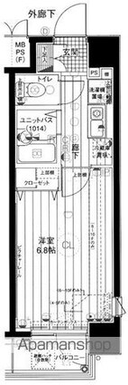 メインステージ日本橋箱崎Ⅱ[1K/21.31m2]の間取図