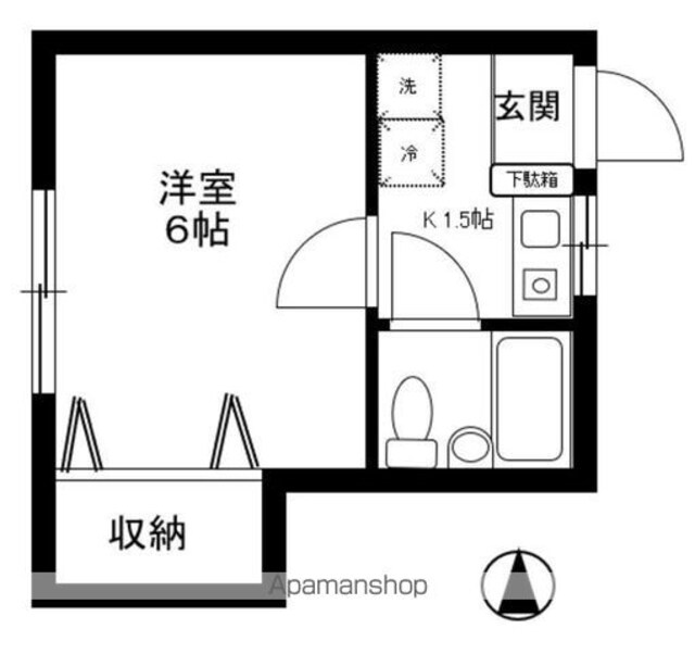 ウィスタリア[1K/18.19m2]の間取図
