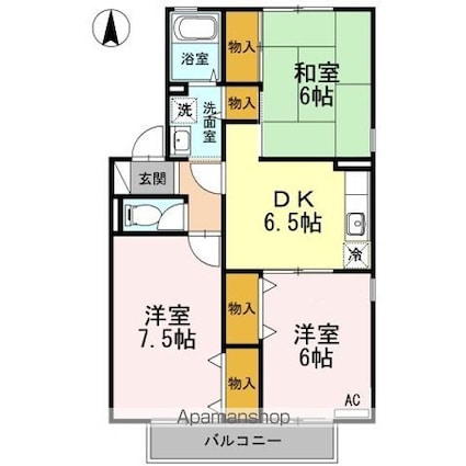 セジュール岡本　Ｂ棟[3DK/59.58m2]の間取図