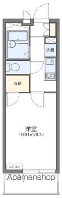 レオパレスパレス中田[1K/20.81m2]の間取図
